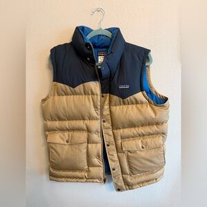 Men’s Down Patagonia Blue and Tan Puffer Vest